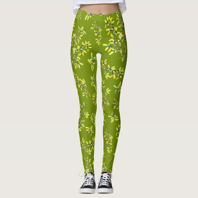 Leggings Branches de Blackthorn vert (Devant)