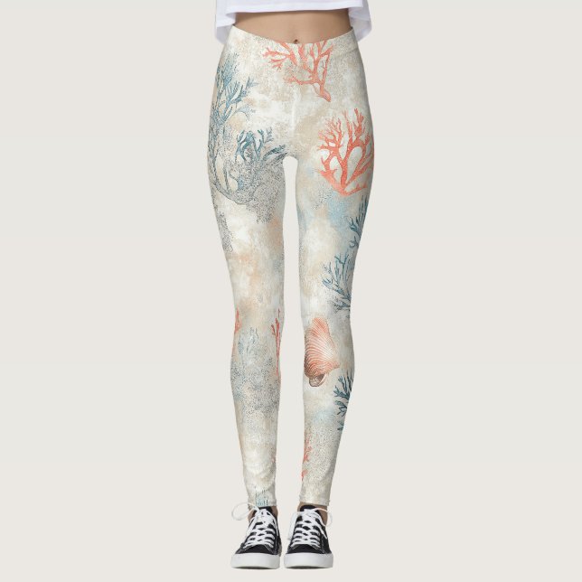 Leggings Branches de corail sophistiquées - Coquillage doux (Devant)