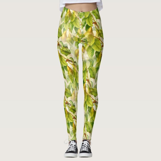Leggings Branches de poires et Motif de poires (Devant)