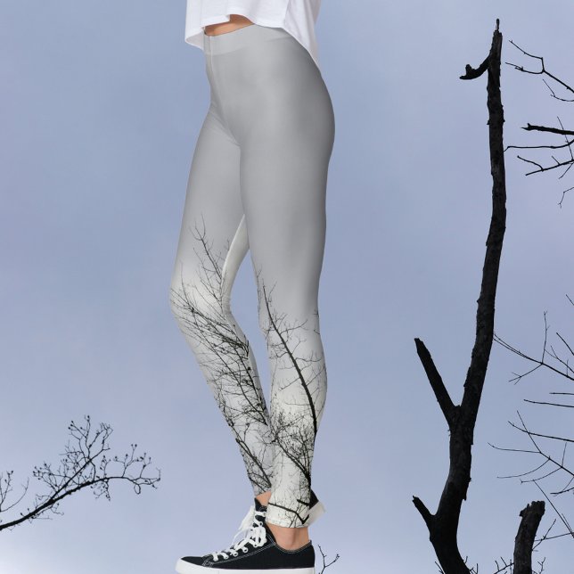 Leggings Branches de Silhouette Noire Ciel Gris (Créateur téléchargé)