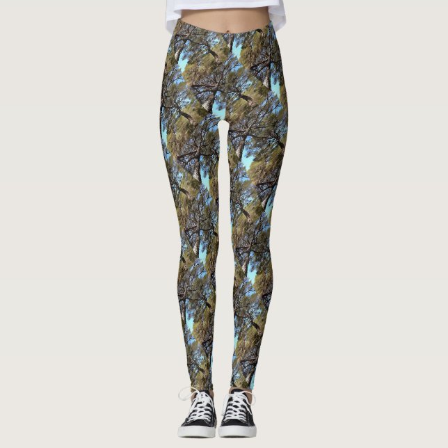 Leggings Branches En Tangée Des Pins Perspective Bizarre (Devant)