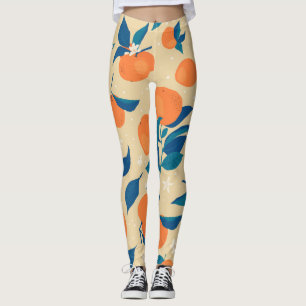 Leggings Branches Oranges : Motif Arrière - plan beige