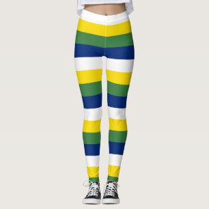 Leggings Brésil Couleurs du drapeau national Horizontalemen