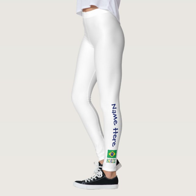 Leggings Brésil et drapeau brésilien avec votre nom (Gauche)