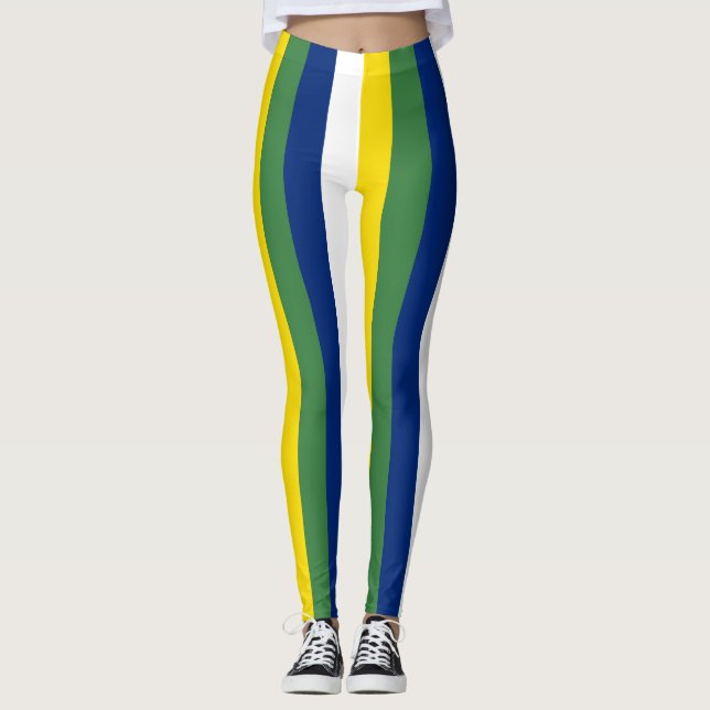 Leggings Brésil National Drapeau Couleurs Verticales (Devant)