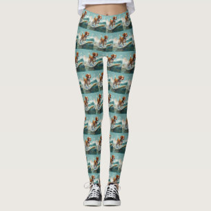 Leggings Bretagne Spaniel Beach Surf Peinture