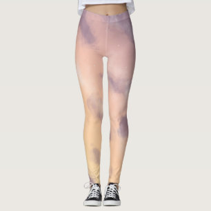 Leggings Bright Morning Pastel Sunrise Sky avec nuages