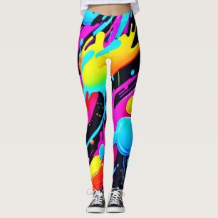 Leggings Bright Neon Splashes dans l'oeuvre Abstraite