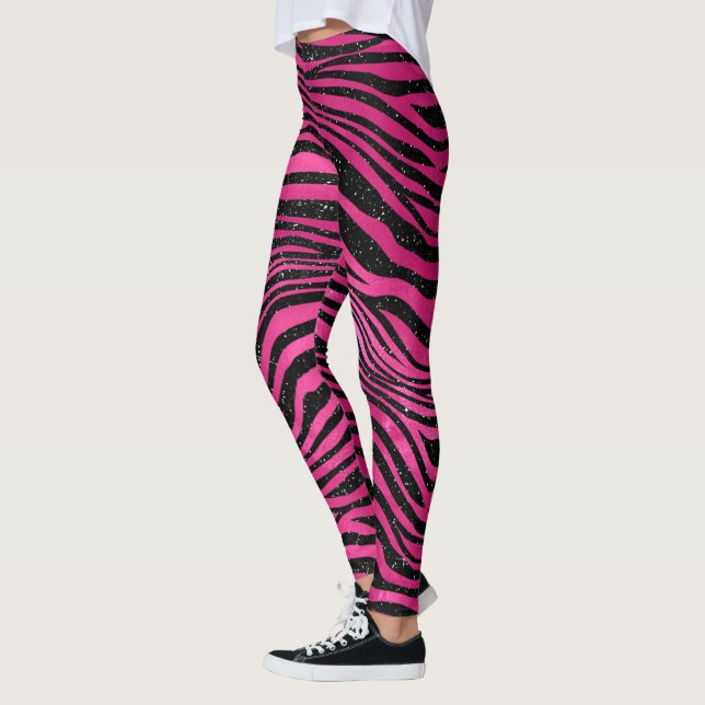 Leggings Bright rose and Black Glam Posters de animaux rayu (Gauche)