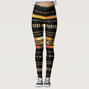 Leggings Bright Tribal Stripes Motif artisanal