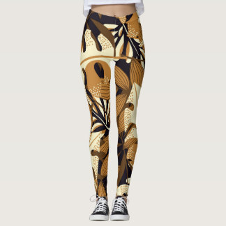 Leggings Bright Tropical Feuilles Dark Motif