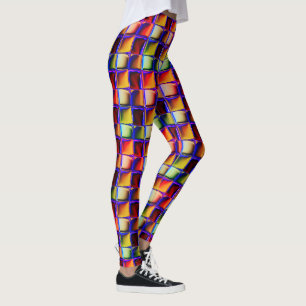 Leggings Brillant, coulé, rouge, vert, jaune carré tordu