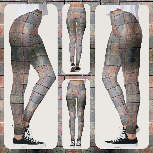 Leggings Brique à carreaux rouge et gris grunge chic (Créateur téléchargé)