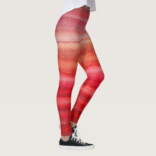 Leggings Brique rouge rayures couleur ombre aquarelle