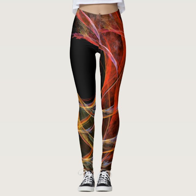 Leggings Briser le Cercle Vortex de Feu Art Abstrait (Devant)
