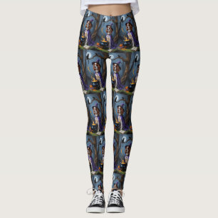 Leggings Brittany Spaniel Chien Whimsical Halloween Peintur