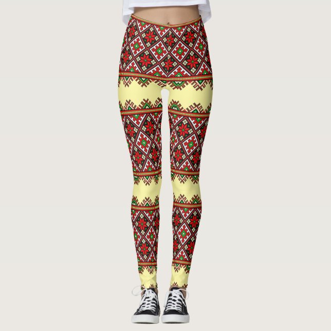 Leggings Broderie ukrainienne audacieuse Vyshyvanka (Devant)