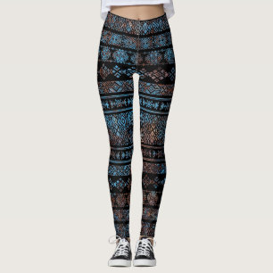 Leggings Bronze et rouille Pat tribal péruvien aztèque