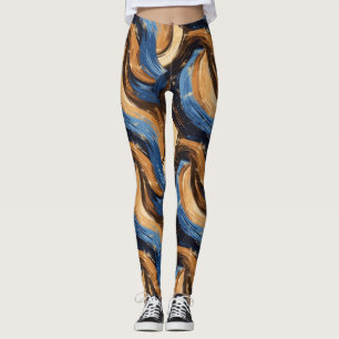 Leggings Brosses Abstraites en bleu et Brown