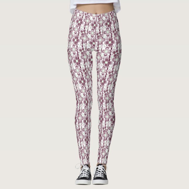 Leggings brown and white floral pattern (Devant)