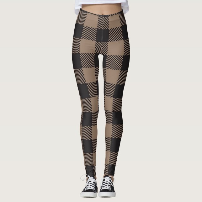 Leggings Brown Black En vichy Buffalo Plaid Farming (Devant)