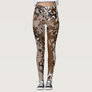 Leggings Brown blanc et noir abstrait