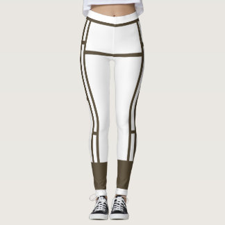 Leggings Brown blanc inspiré par Mondrian 4