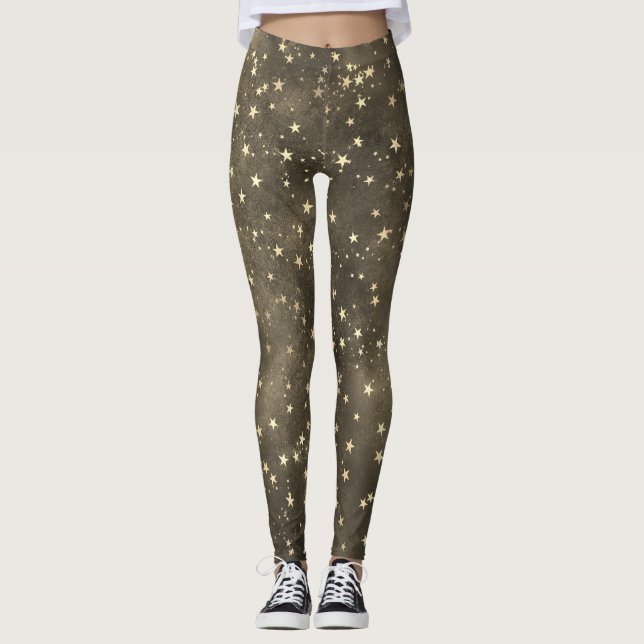 Leggings Brown ciel étoile étoile or étoile motif (Devant)