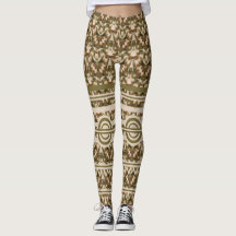 Leggings Brown en beige vert militaire