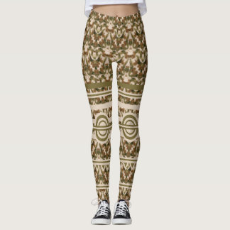 Leggings Brown en beige vert militaire