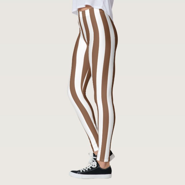 Leggings Brown et blancs verticaux (Gauche)