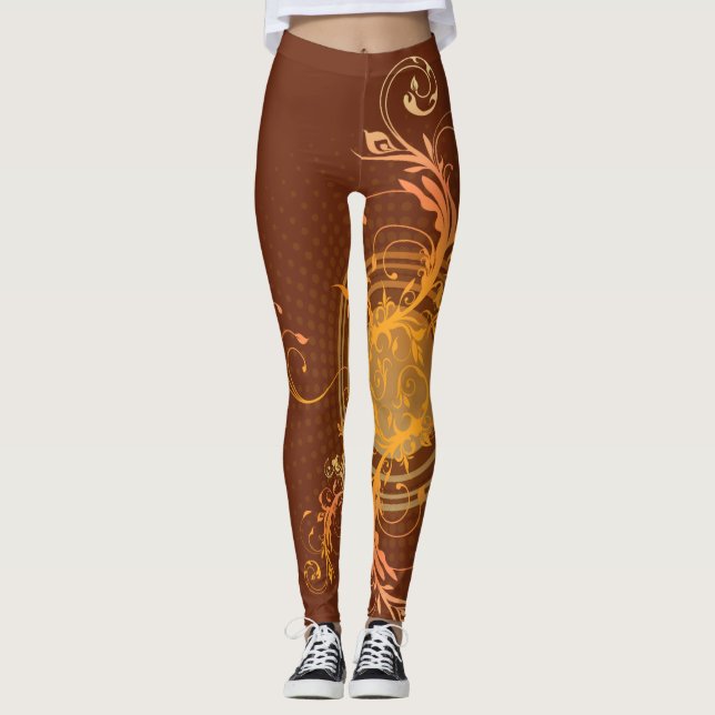 Leggings Brown Gold Swirl (Devant)