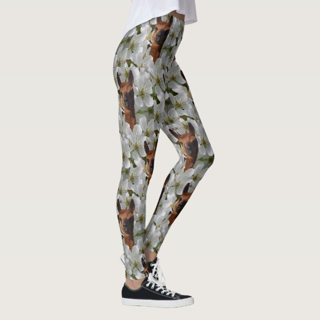 Leggings Brown Jeune Alpaca En Fleurs Blanches, (Droite)