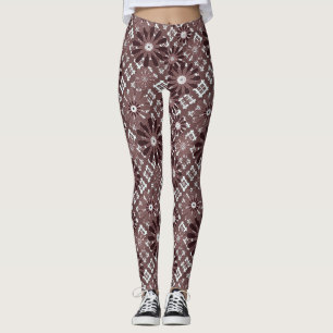 Leggings Brown, motif de fleurs