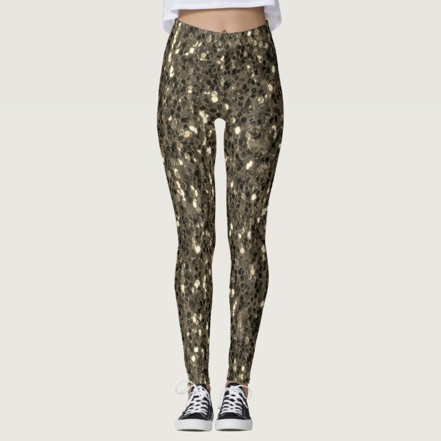 Leggings Brown or sépia scintille faux parties scintillant (Devant)