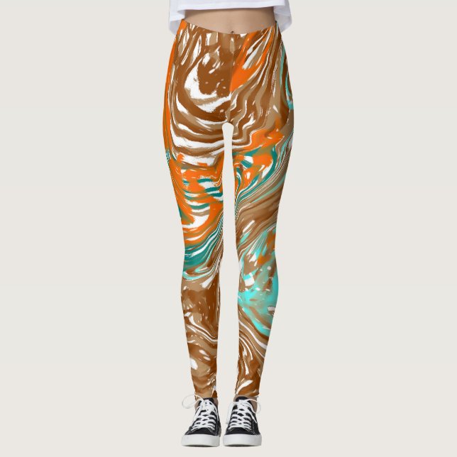 Leggings Brown, orange, couleurs Boho Abstrait (Devant)