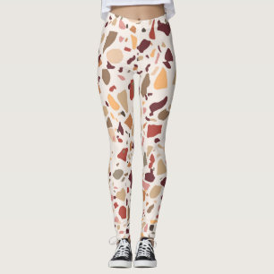 Leggings Brown terrazzo : vintage, motif à la mode.