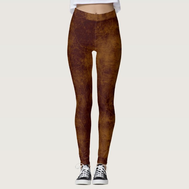 Leggings Brun âgé par faux simili cuir (Devant)