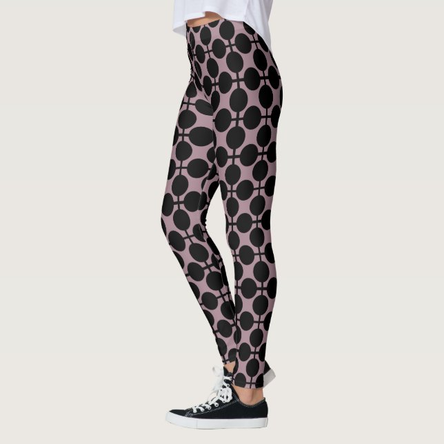 Leggings brun noir poka dot vérifier la mode motif (Gauche)