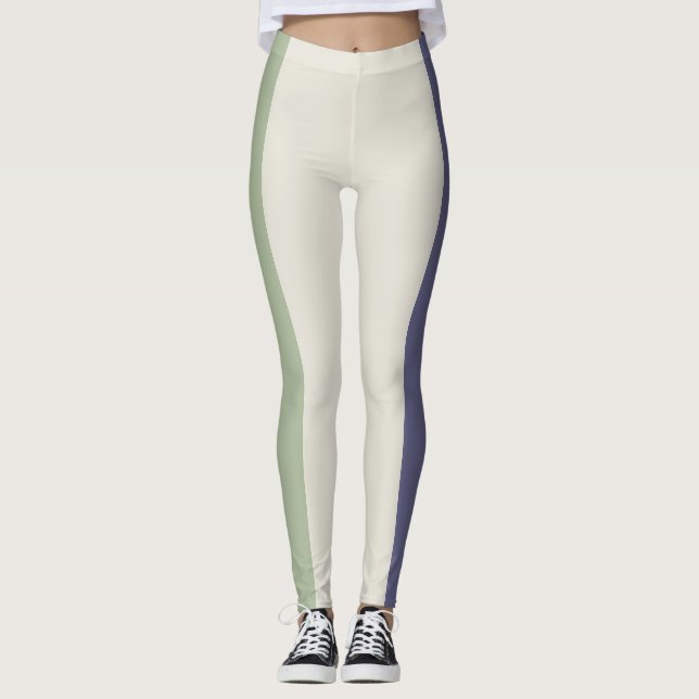 Leggings Brun Vert et Rayures Violettes (Devant)