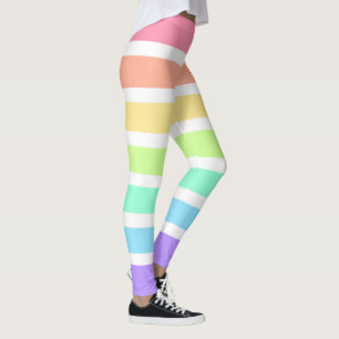 Leggings Bubblegum arc-en-ciel et bandes blanches