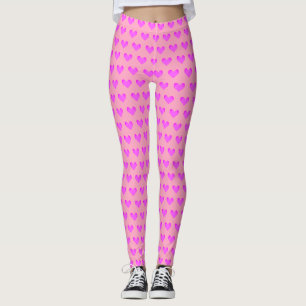 Leggings Bubblegum rose Lilac Love Hearts Valentines Imprim
