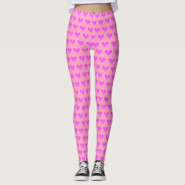 Leggings Bubblegum rose Lilac Love Hearts Valentines Imprim (Devant)