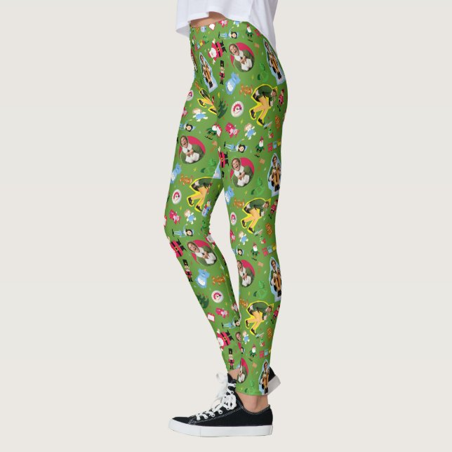 Leggings Buddy Elf et les icônes de Noël Motif (Gauche)