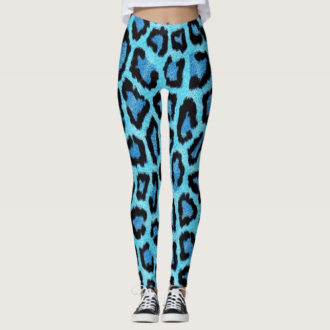 Leggings Bue Motif Leopard tendance (Devant)