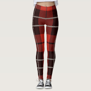 Leggings Buffalo Plaid Noël Rouge Blanc Noir Motif