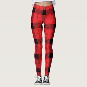Leggings Buffalo Plaid Noël Rouge Et Noir Motif
