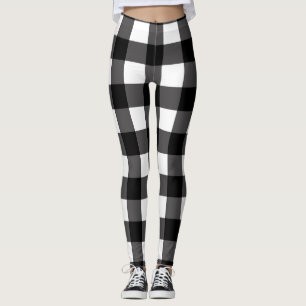 Leggings Buffle noir et blanc En vichy À damiers Plaid