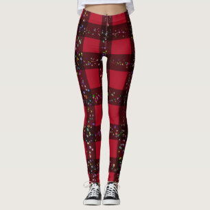 Leggings Buffle noir rouge de Noël plaqué