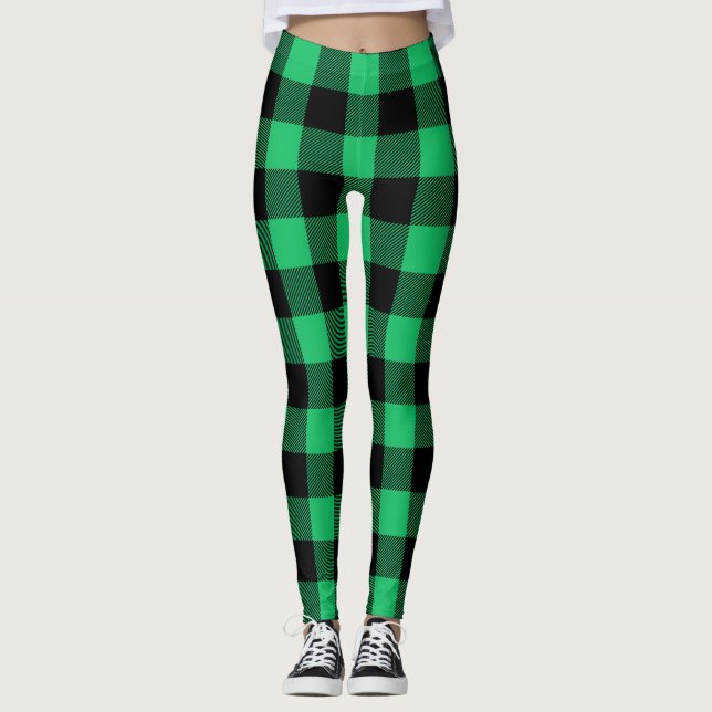 Leggings Buffle vert et noir Vérifier En vichy vacances (Devant)